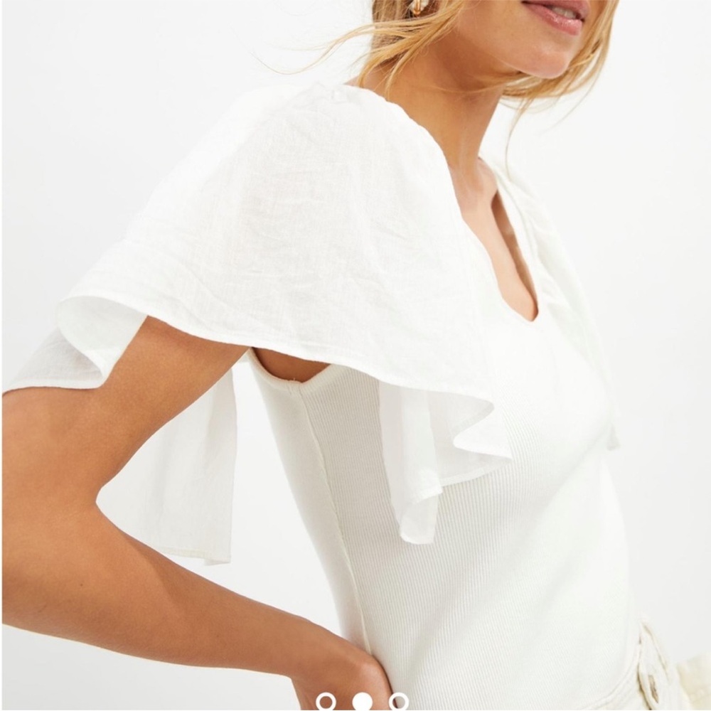 Anthropologie Maeve Flutter Sleeve Top NWT - Picture 2 of 7
